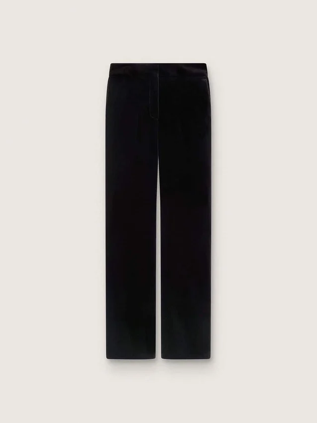 Pantalon évasé slim pour femme en velours de coton noir