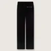 Pantalon évasé slim pour femme en velours de coton noir