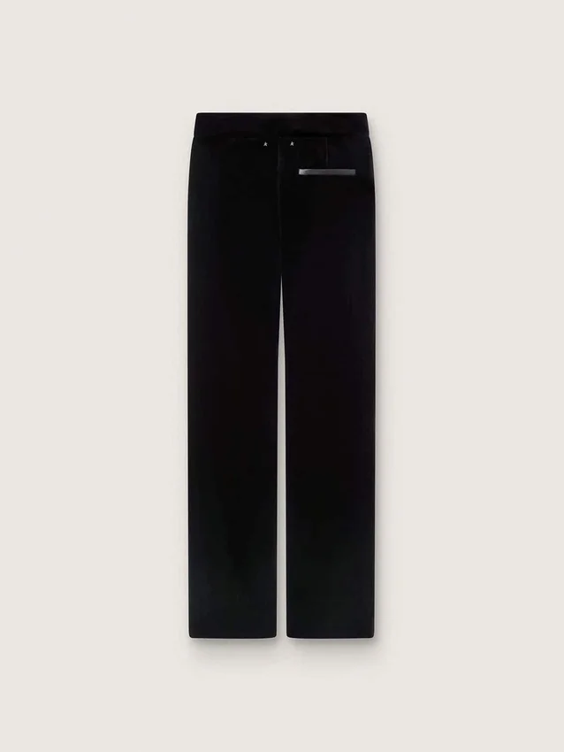 Pantalon évasé slim pour femme en velours de coton noir