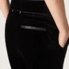 Pantalon évasé slim pour femme en velours de coton noir