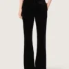 Pantalon évasé slim pour femme en velours de coton noir