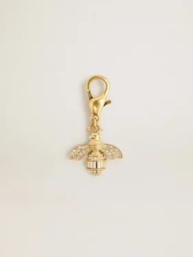 Pendentif en forme d’abeille en laiton doré avec des cristaux