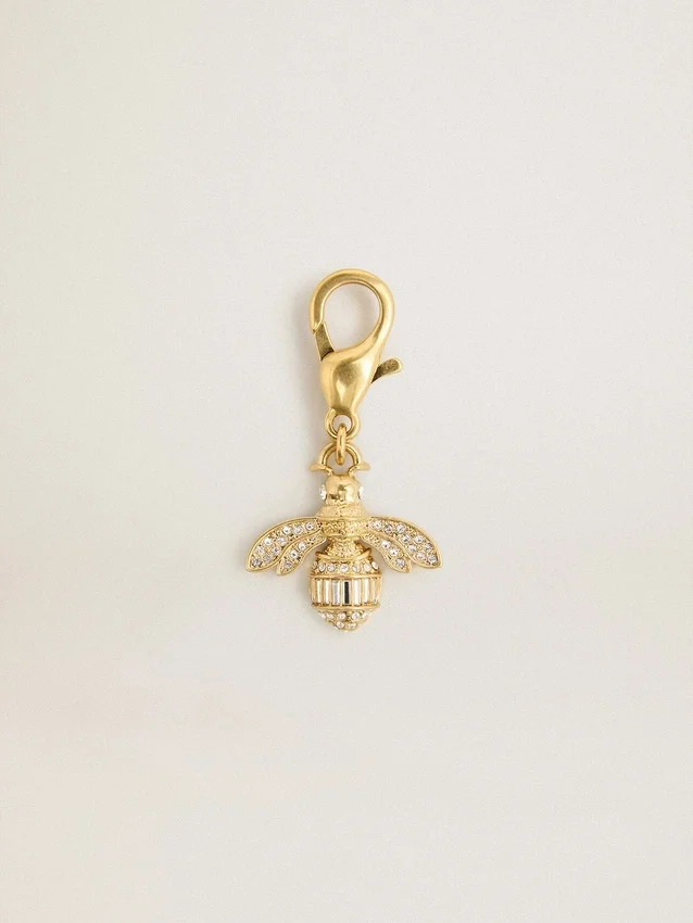 Pendentif en forme d’abeille en laiton doré avec des cristaux