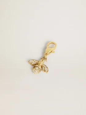 Pendentif en forme d’abeille en laiton doré avec des cristaux