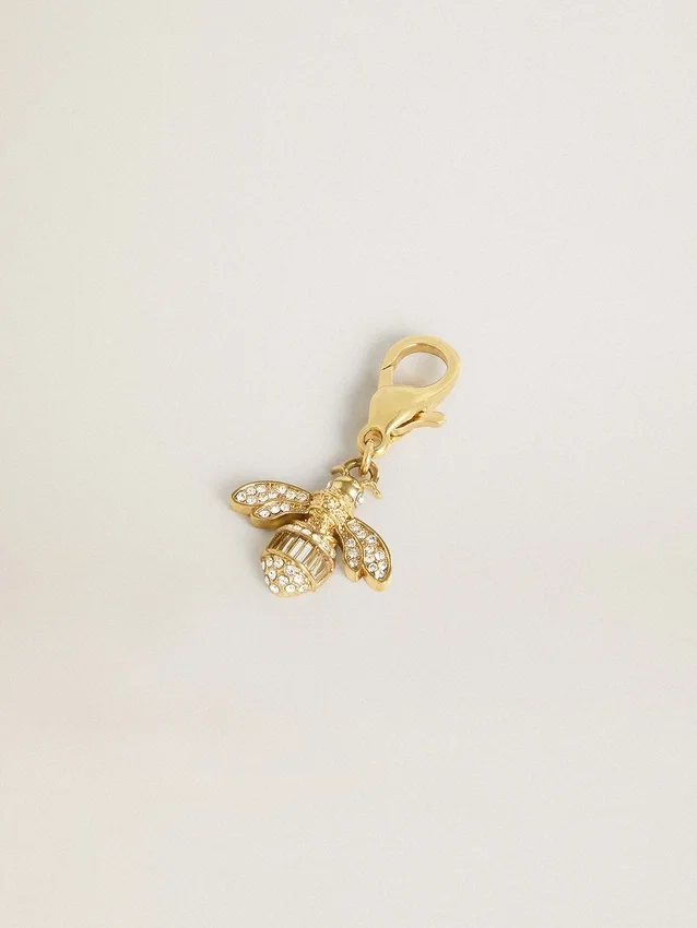 Pendentif en forme d’abeille en laiton doré avec des cristaux