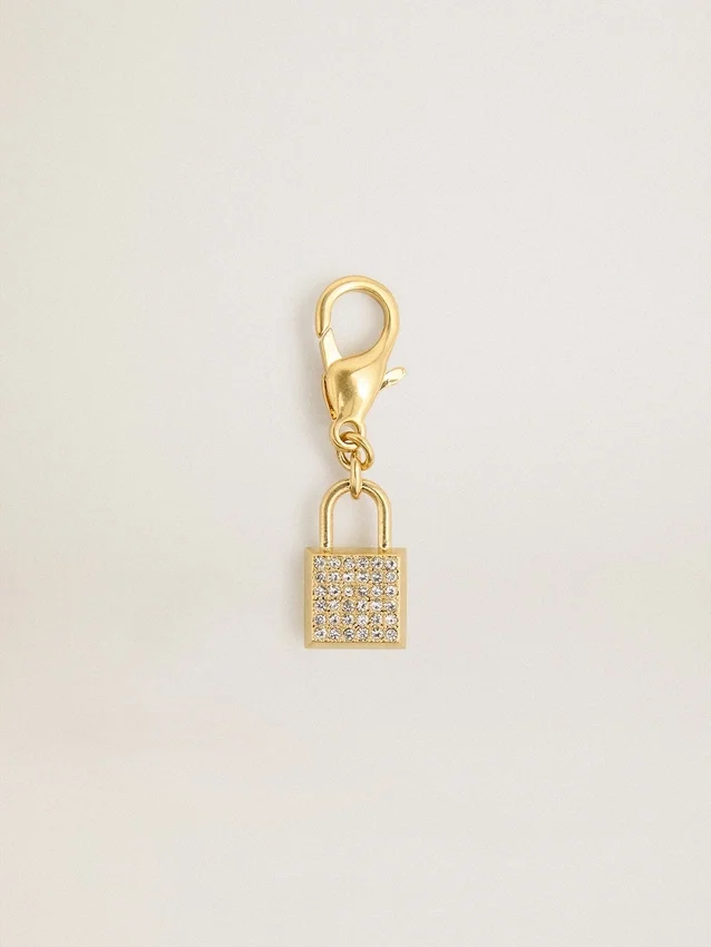 Pendentif en forme de cadenas en laiton doré orné de cristaux