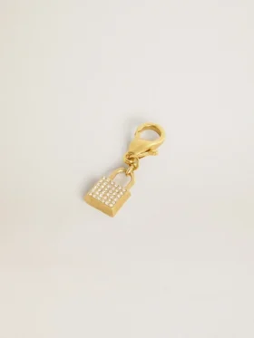 Pendentif en forme de cadenas en laiton doré orné de cristaux