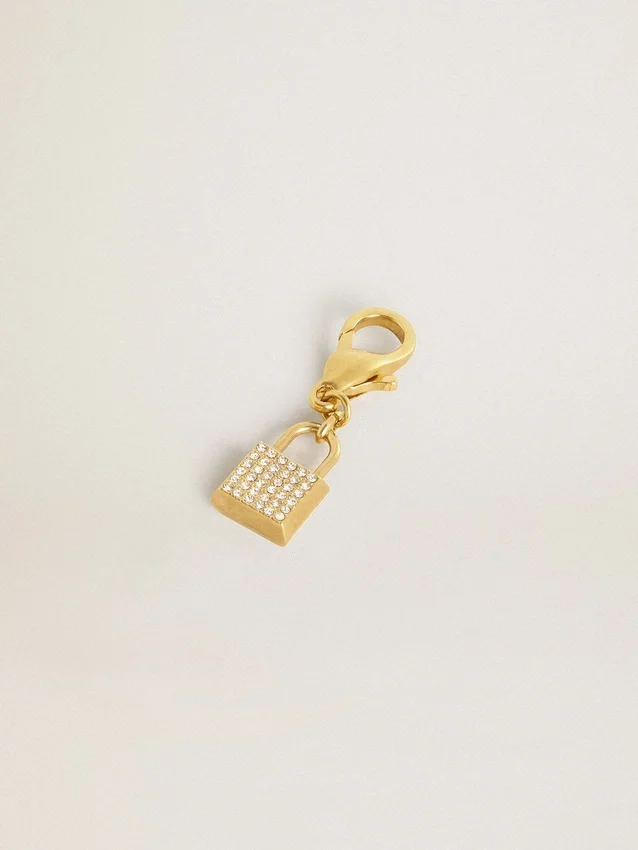 Pendentif en forme de cadenas en laiton doré orné de cristaux