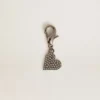 Pendentif en forme de cœur en laiton argenté orné de cristaux