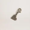 Pendentif en forme de cœur en laiton argenté orné de cristaux
