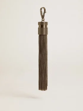 Pendentif en forme de pompon en laiton couleur argent avec des cristaux