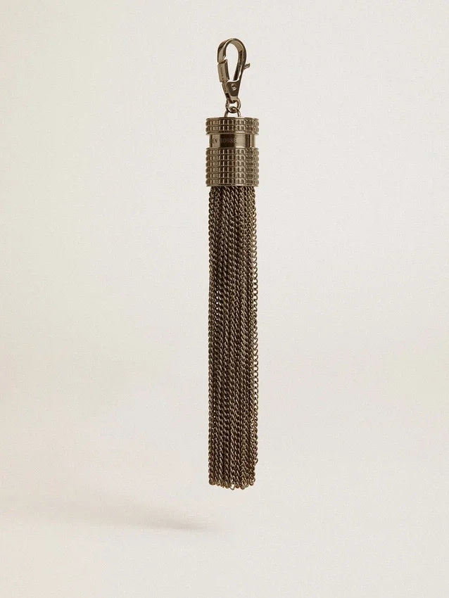 Pendentif en forme de pompon en laiton couleur argent avec des cristaux