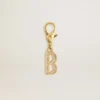 Pendentif lettre B en laiton couleur or avec cristaux