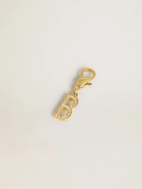 Pendentif lettre B en laiton couleur or avec cristaux
