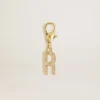 Pendentif lettre R en laiton doré avec cristaux