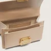 Petit sac Venezia en cuir beige à nervures avec détails dorés