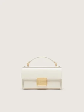 Petit sac Venezia en cuir gaufré couleur beurre avec détails dorés
