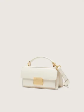 Petit sac Venezia en cuir gaufré couleur beurre avec détails dorés