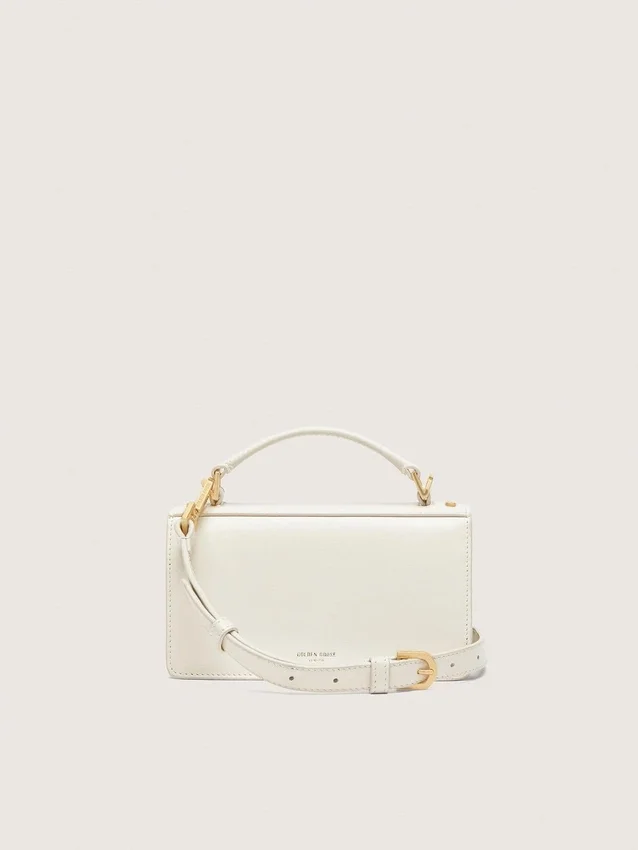 Petit sac Venezia en cuir gaufré couleur beurre avec détails dorés