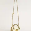 Petit sac Venezia en cuir gaufré couleur beurre avec foulard tressé