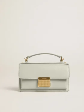 Petit sac Venezia en cuir grainé gris minéral avec détails dorés
