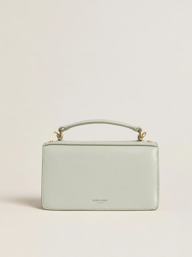 Petit sac Venezia en cuir grainé gris minéral avec détails dorés