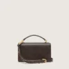 Petit sac Venezia en cuir marron foncé avec boucle dorée