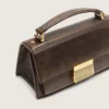 Petit sac Venezia en cuir marron foncé avec boucle dorée