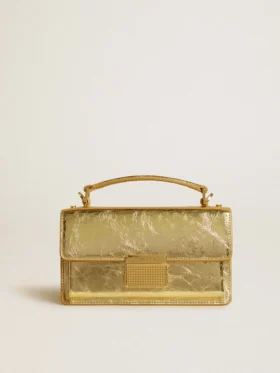 Petit sac Venezia en cuir métallisé doré avec détails dorés