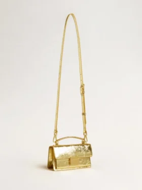 Petit sac Venezia en cuir métallisé doré avec détails dorés