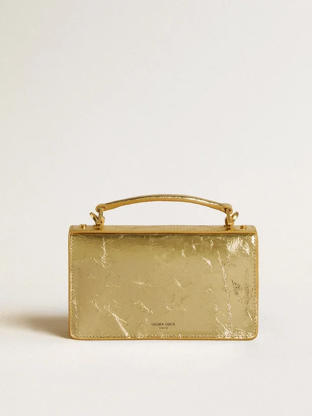 Petit sac Venezia en cuir métallisé doré avec détails dorés