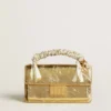 Petit sac Venezia en cuir métallisé doré avec détails dorés