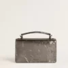 Petit sac Venezia en cuir métallisé gris anthracite avec des détails noirs