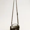 Petit sac Venezia en cuir métallisé noir avec détails noirs