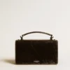Petit sac Venezia en cuir métallisé noir avec détails noirs