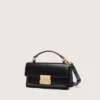 Petit sac Venezia en cuir noir gaufré avec détails dorés