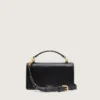 Petit sac Venezia en cuir noir gaufré avec détails dorés