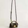 Petit sac Venezia en cuir noir rigide avec foulard en soie