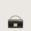 Petit sac Venezia en cuir noir vieilli avec détails dorés