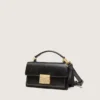 Petit sac Venezia en cuir noir vieilli avec détails dorés