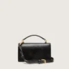 Petit sac Venezia en cuir noir vieilli avec détails dorés