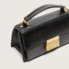 Petit sac Venezia en cuir noir vieilli avec détails dorés
