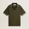 Polo en jersey vert militaire pour homme avec broderie