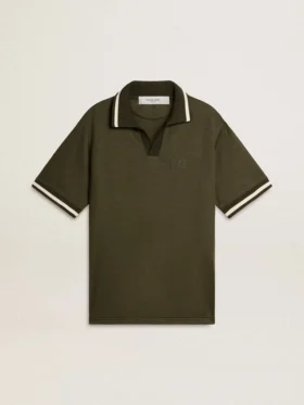 Polo en jersey vert militaire pour homme avec broderie