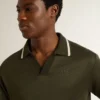 Polo en jersey vert militaire pour homme avec broderie