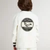 Polo sweat-shirt blanc en coton pour enfant avec broderie sur la poitrine et imprimé dans le dos
