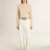 Pull beige pour femme avec inscription « Golden » dans le dos