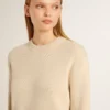 Pull beige pour femme avec inscription « Golden » dans le dos