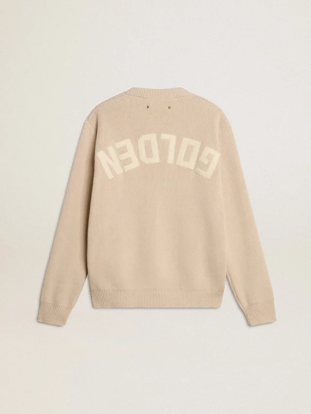 Pull beige pour femme avec inscription « Golden » dans le dos