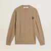 Pull beige pour homme avec logo brodé